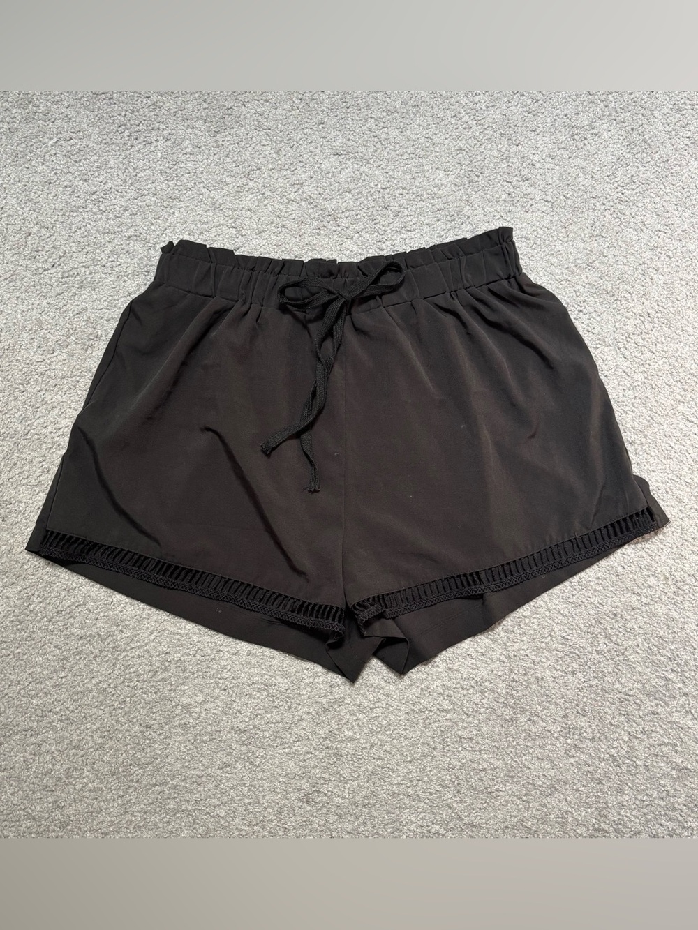 SHEIN Black Elastic Drawstring High Waist Shorts